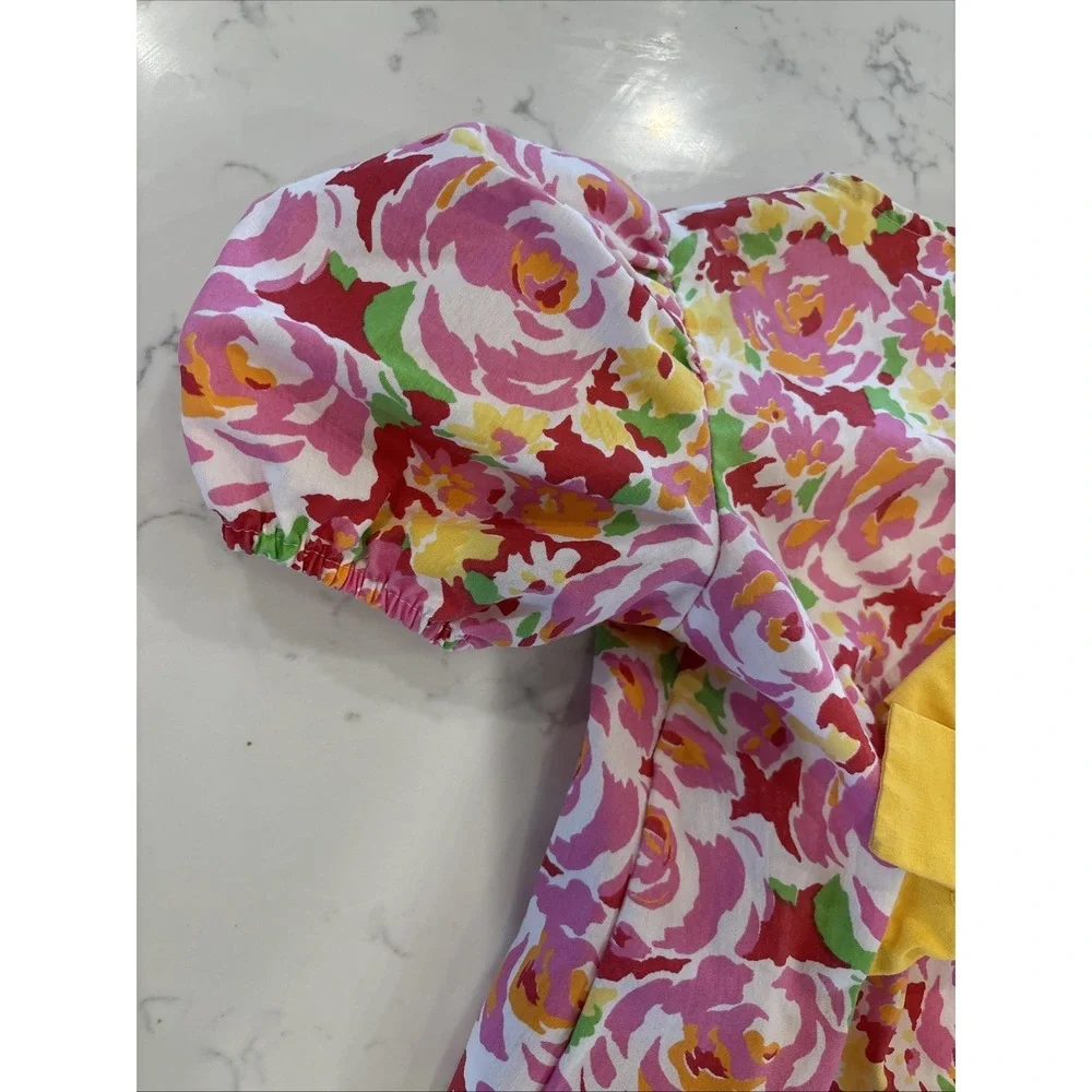 Vintage Jordache Floral Tie Back Bow Romper Jumpsuit OnePiece Wide‎ Leg *SZ 4/5*